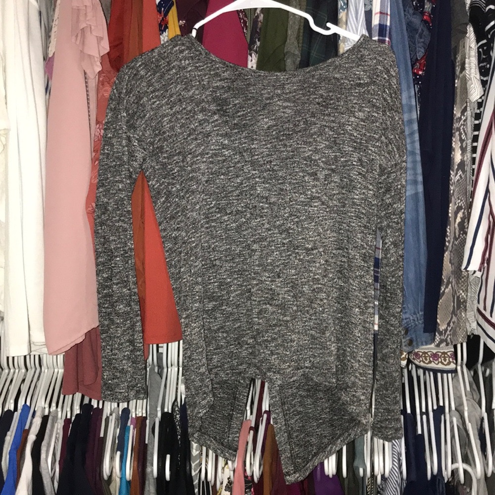 Grey Slit Open Back Top